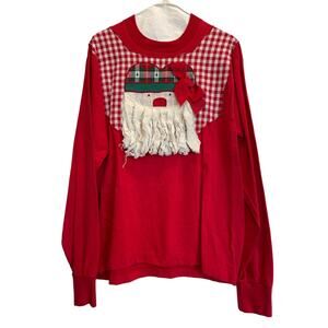 Vintage Hand made Rag Beard Santa L/S ladies shirt L 1990's christmas